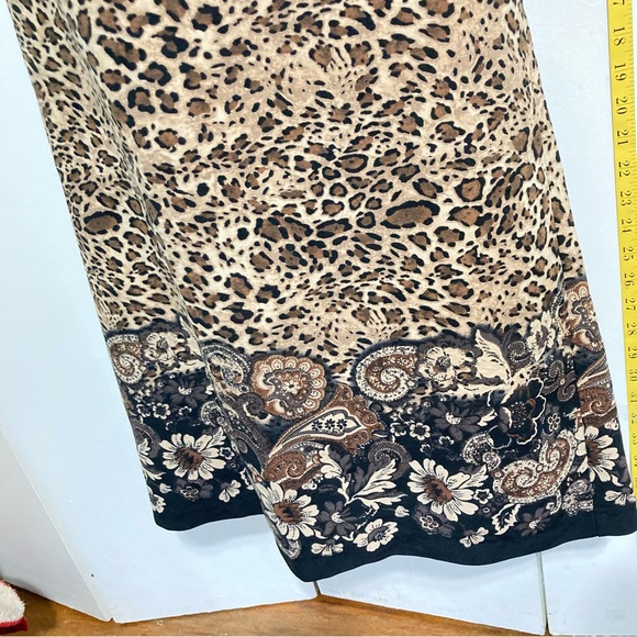 KIM ROGERS Signature Cheetah Leopard Floral Maxi Skirt Zip Back Womens Large - Picture 9 of 14